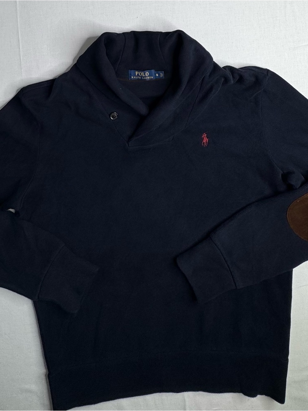 Polo by Ralph Lauren Navy Sweater with Yellow Logo Tag